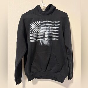Grunt Style Black Ammo Flag Hoodie - Patriotic 2A Graphic - Medium